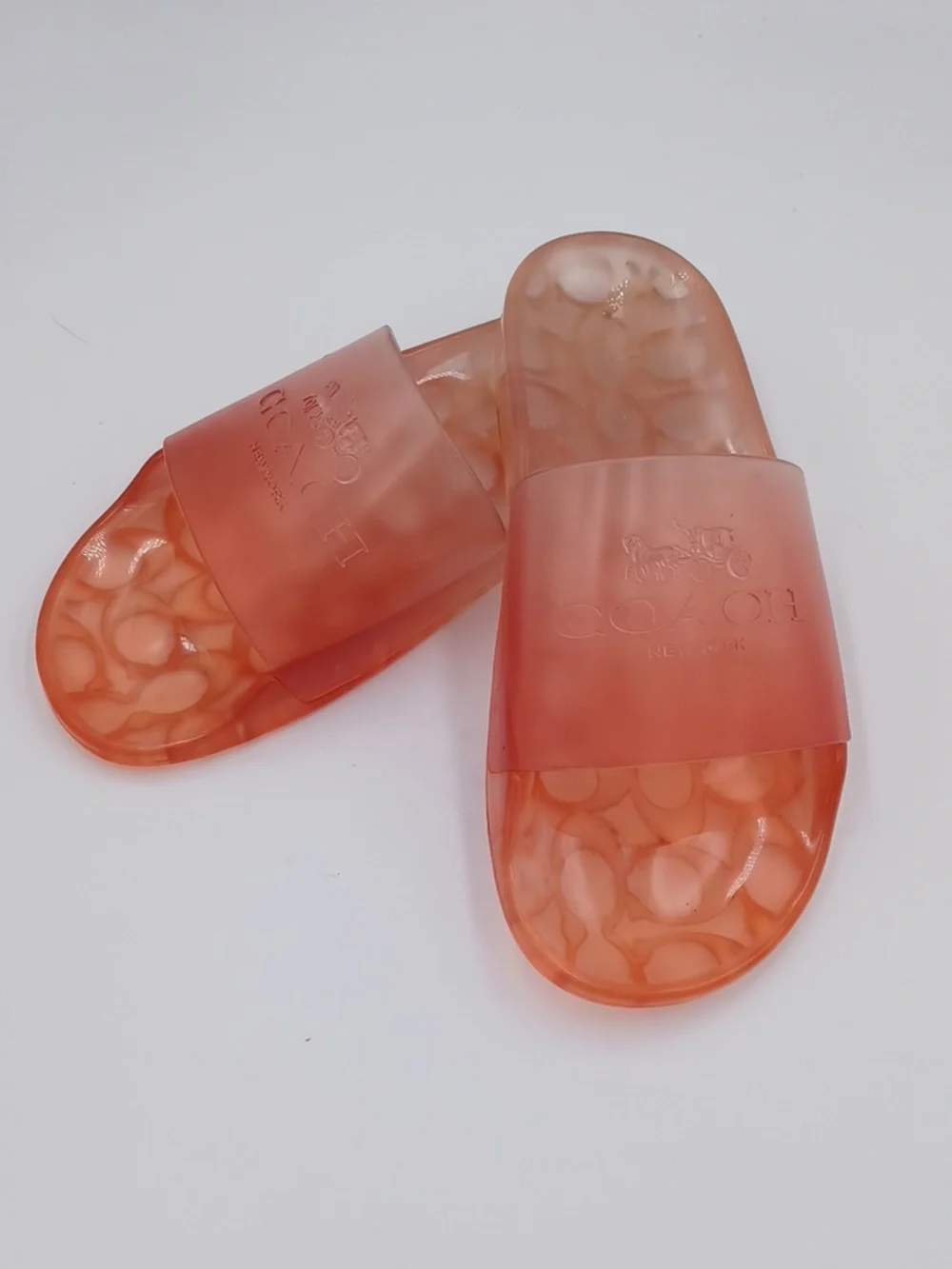 Coach Ulyssa Jelly Pool Slides Tangerine/Melon - Picture 2 of 7